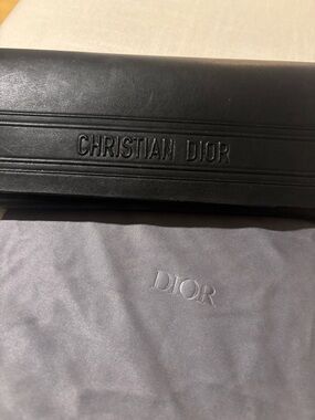 Authentic Dior Black Sunglasses Case with Gray Cleaning Cloth